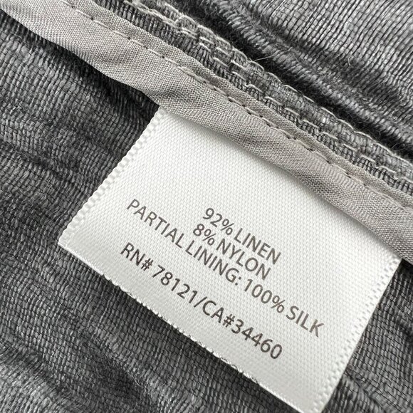 Eileen Fisher L Minimalist Crinkle Jacket 3/4 Sleeve Mandarin Collar Linen Blend - Picture 10 of 14